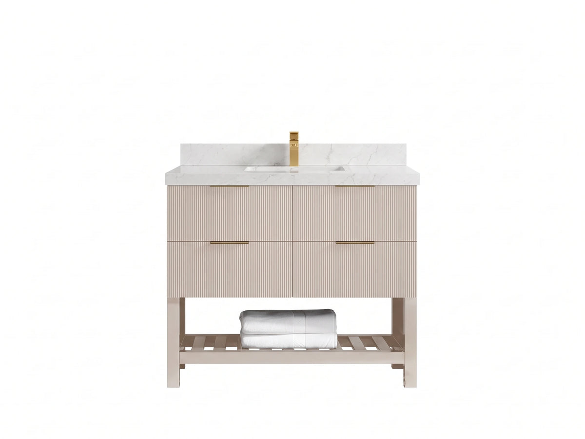 Catalina 42 in W x 22 in D Free Standing Reeded Single Sink Bathroom Vanity