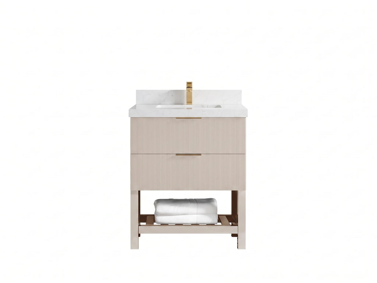 Catalina 30 in W x 22 in D Free Standing Reeded Single Sink Bathroom Vanity