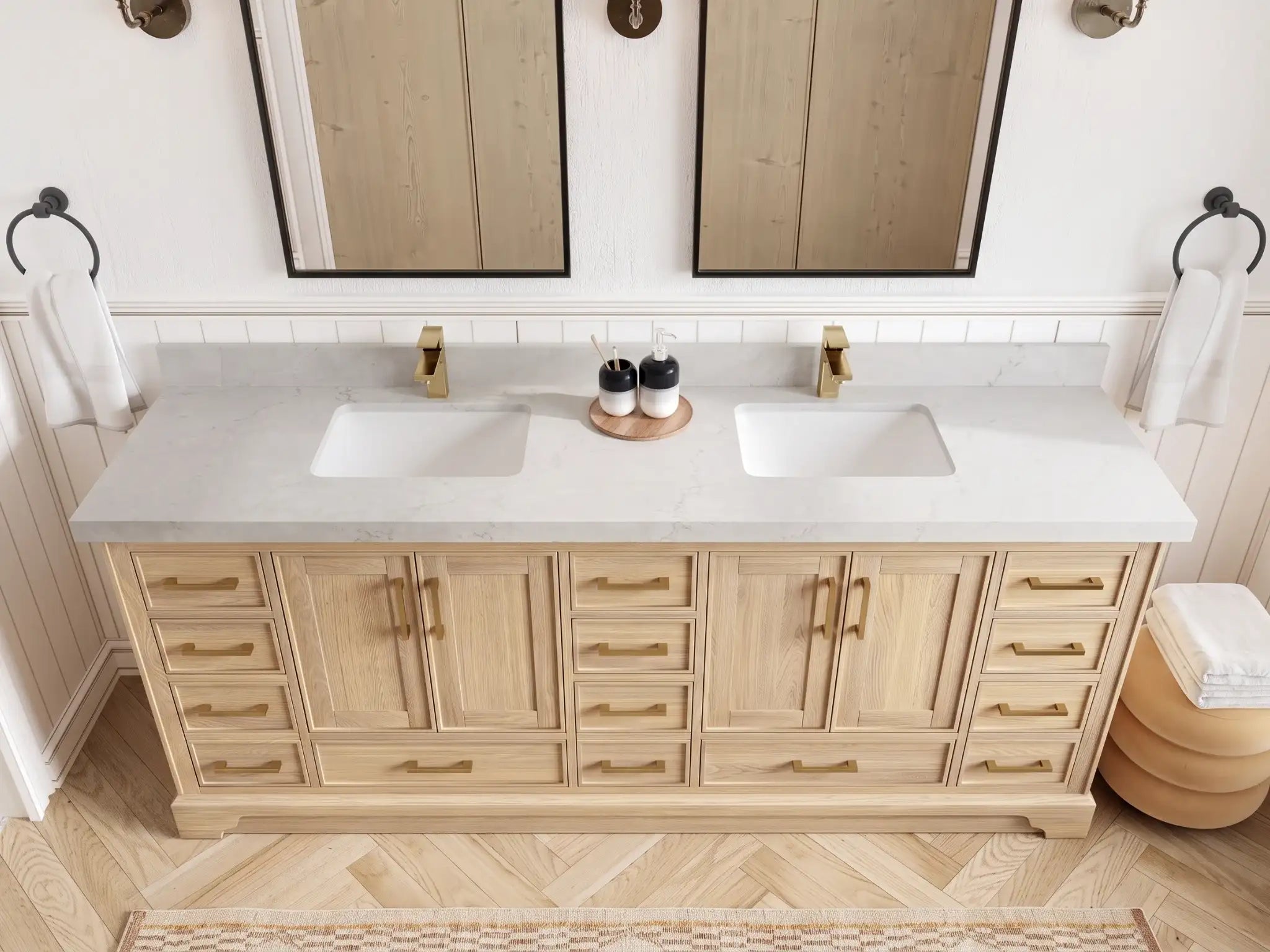 Charlotte White Oak 84 in. W x 22 in. D Double Sink Bathroom Vanity