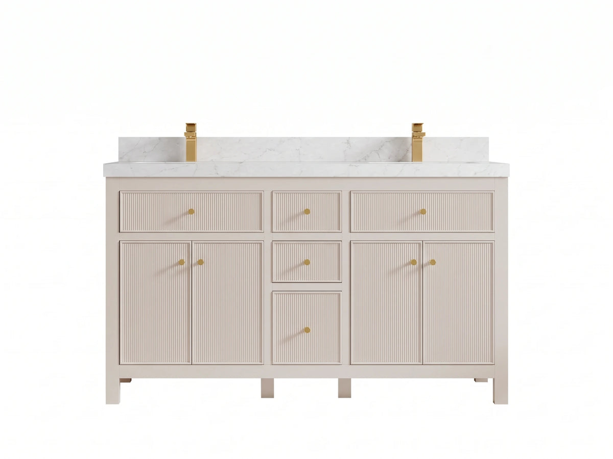 Sonoma 60 in W x 22 in D Free Standing Reeded Double Sink Bathroom Vanity