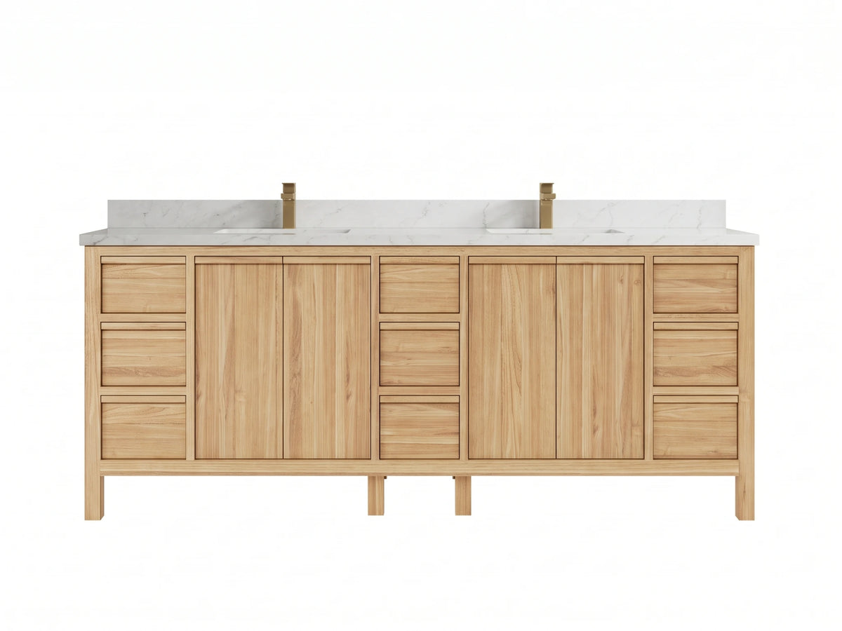 Elizabeth Teak Wood 84 in. W x 22 in. D Double Sink Bathroom Vanity
