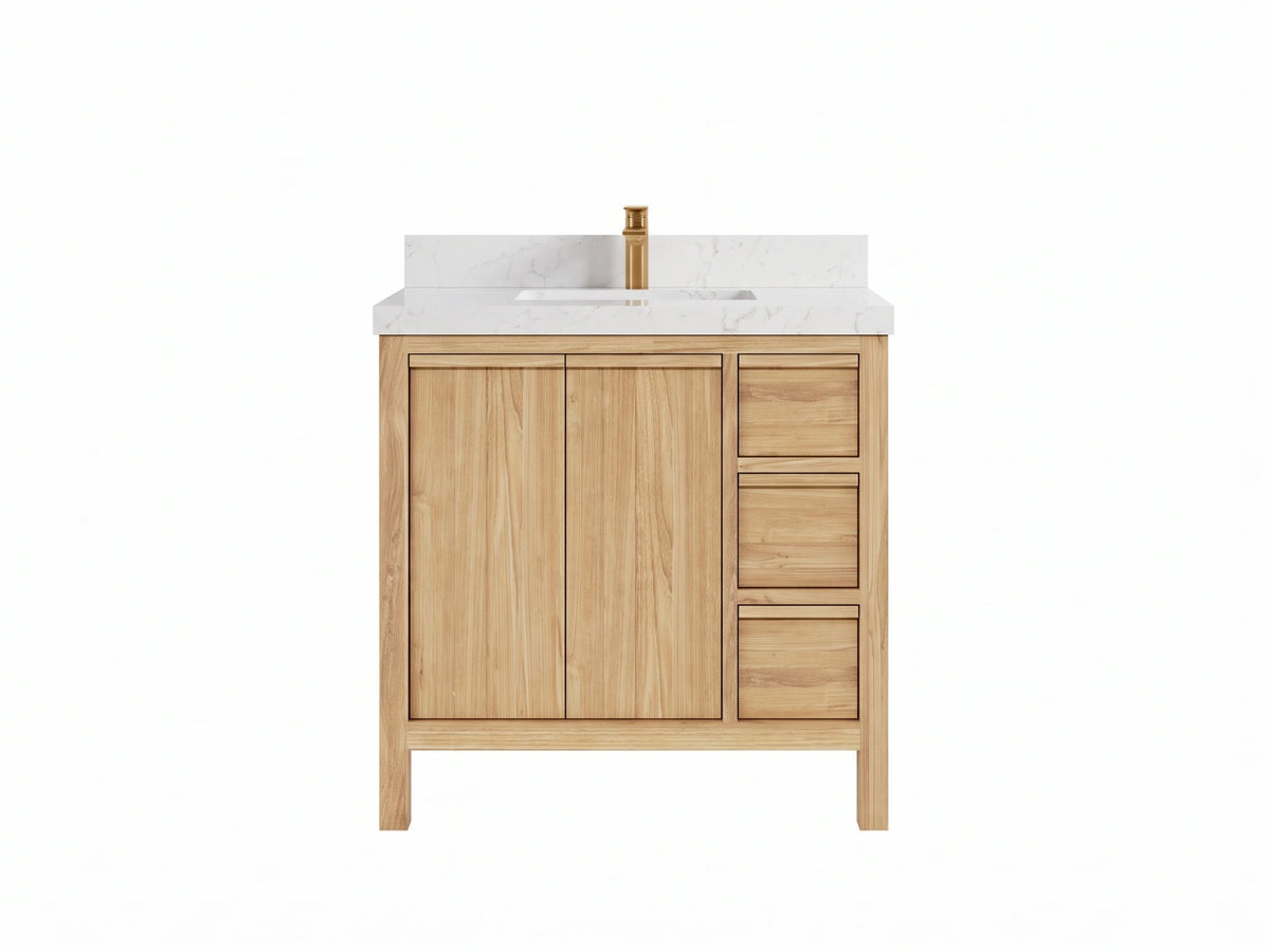 Elizabeth Teak Wood 36 in. W x 22 in. D Center Sink Bathroom Vanity