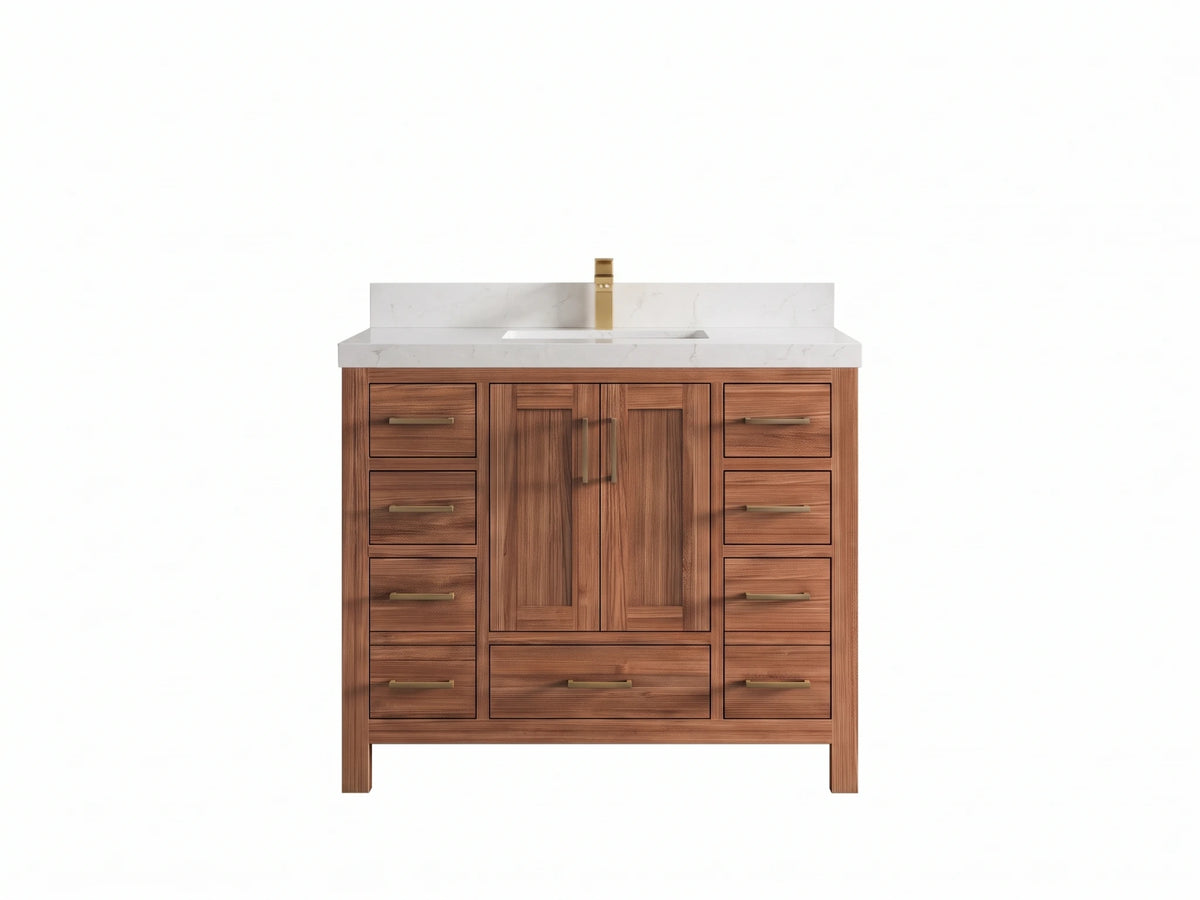 Malibu Teak Wood 42 in. W x 22 in. D Single Sink Bathroom Vanity