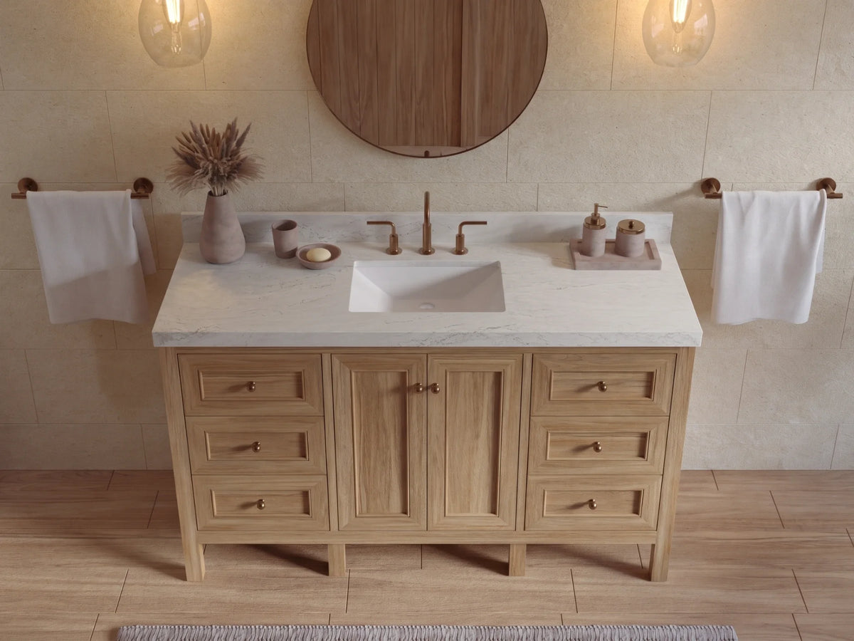 Nashville Teak Wood 60 in. W x 22 in. D Single Sink Bathroom Vanity