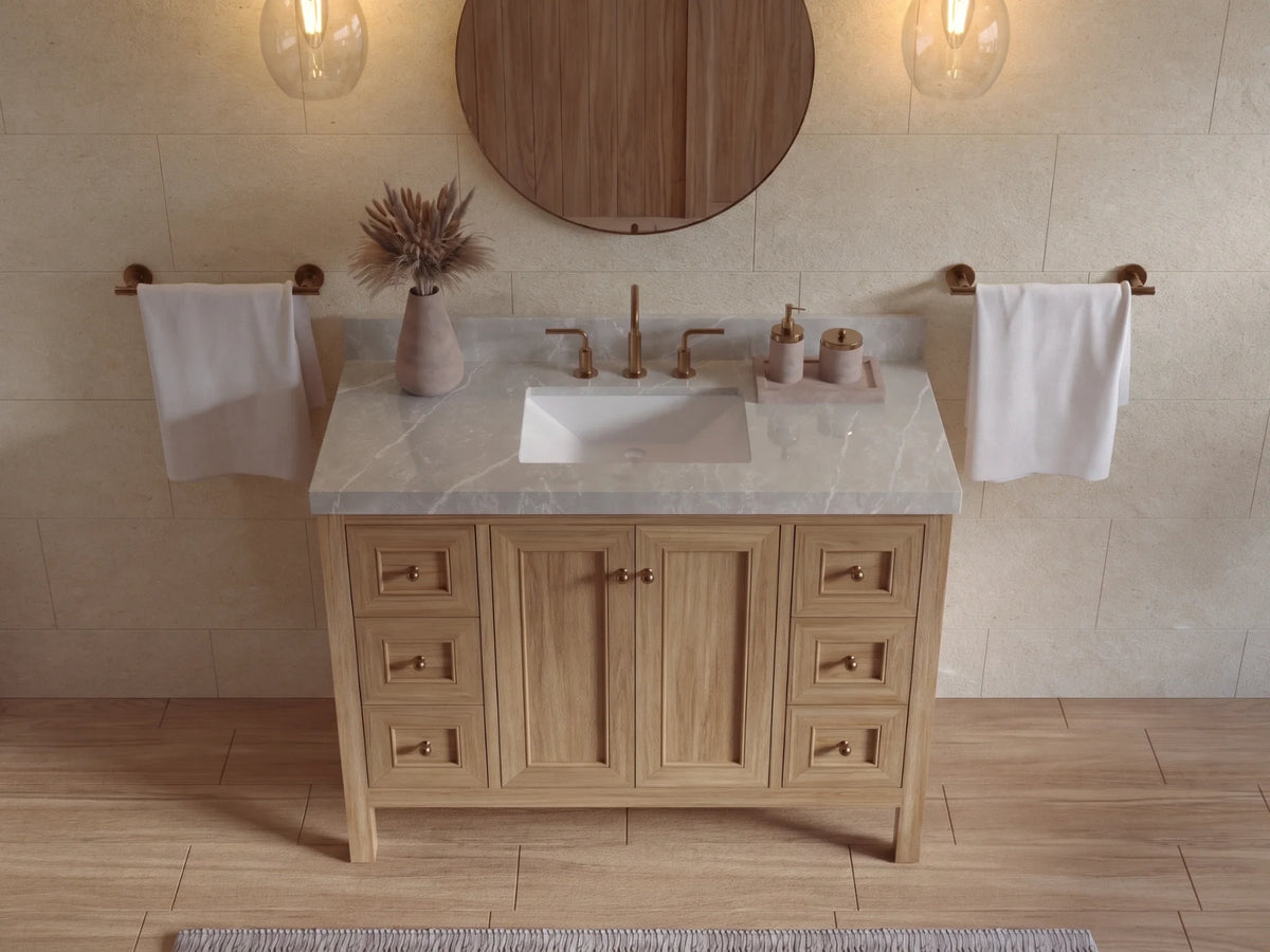 Nashville Teak Wood 48 in. W x 22 in. D Single Sink Bathroom Vanity