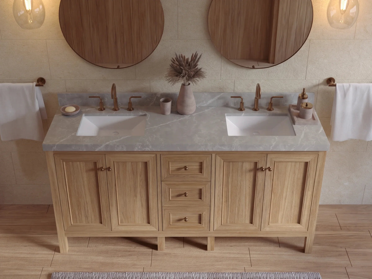 Nashville Teak Wood 72 in. W x 22 in. D Double Sink Bathroom Vanity