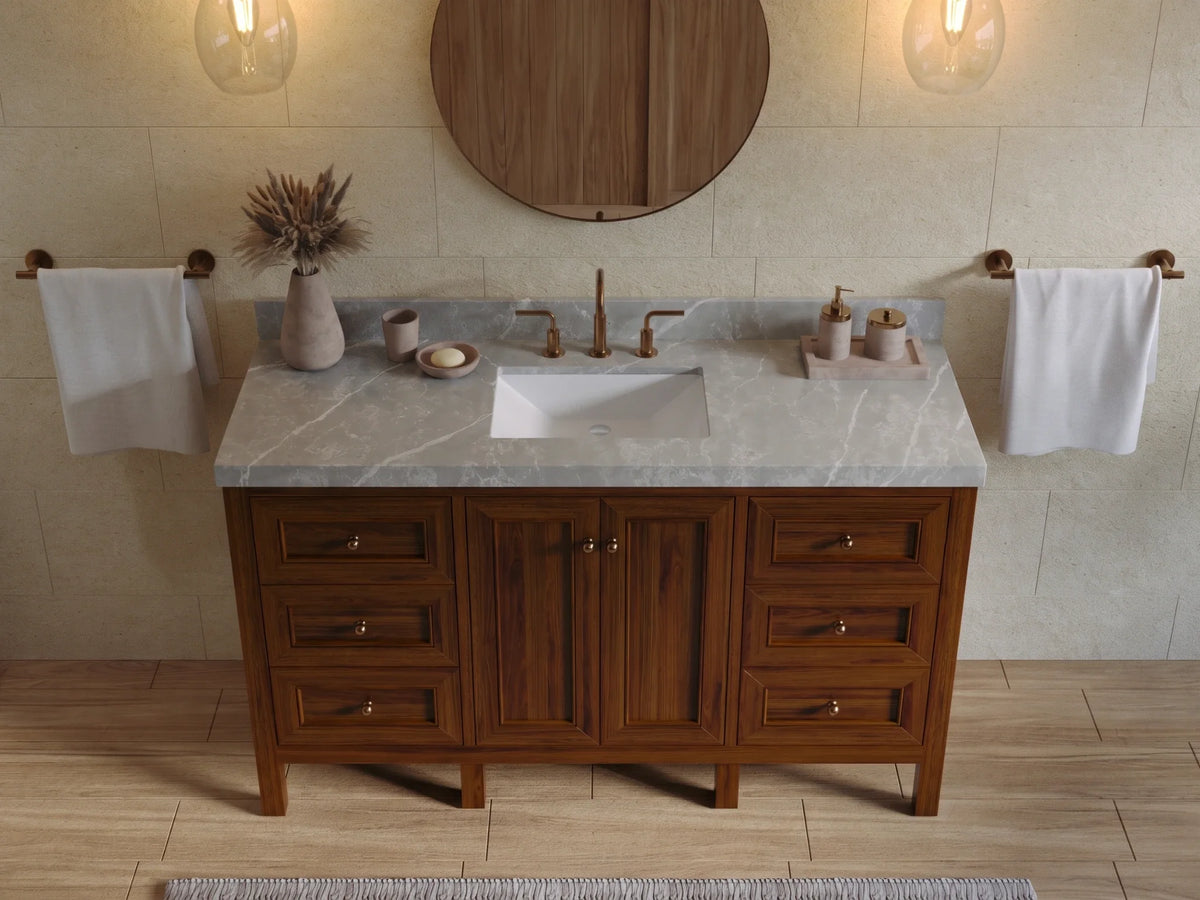 Nashville Teak Wood 60 in. W x 22 in. D Single Sink Bathroom Vanity