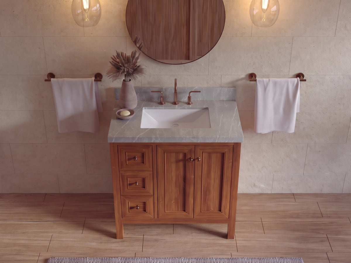 Nashville 36 in. W x 22 in. D Center Sink Teak Wood Bathroom Vanity