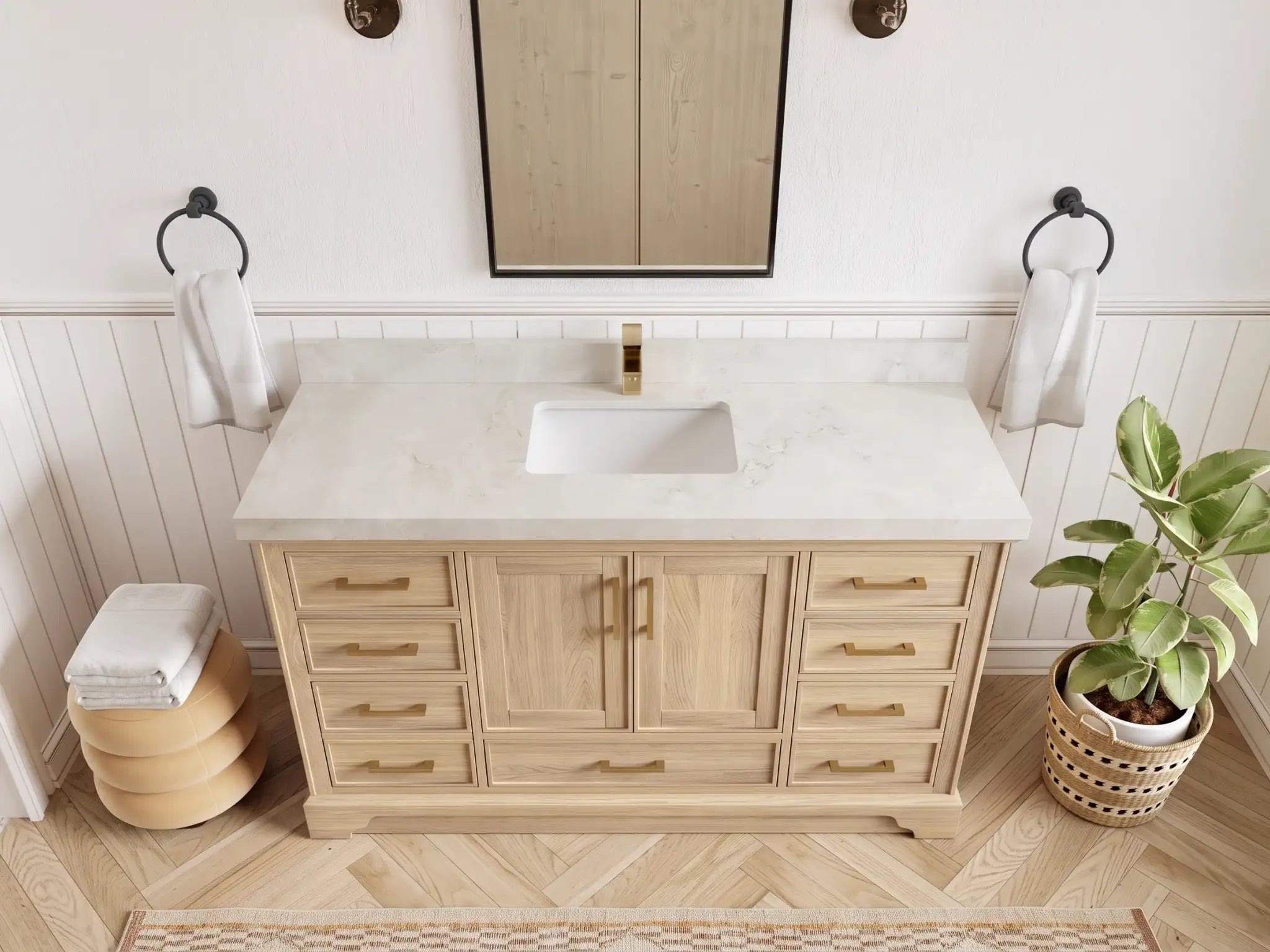 Charlotte White Oak 60 in. W x 22 in. D Single Sink Bathroom Vanity