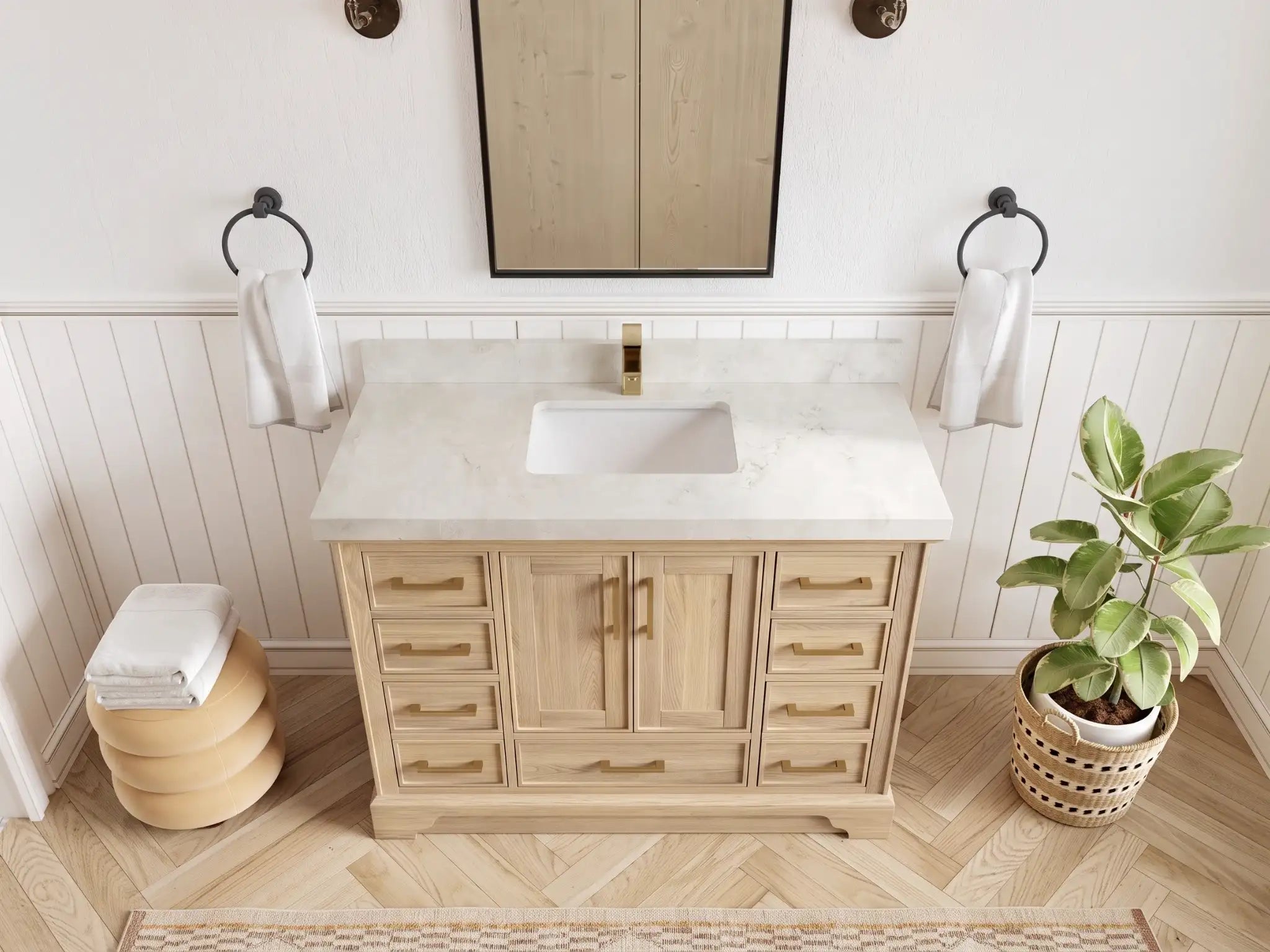 Charlotte White Oak 48 in. W x 22 in. D Single Sink Bathroom Vanity