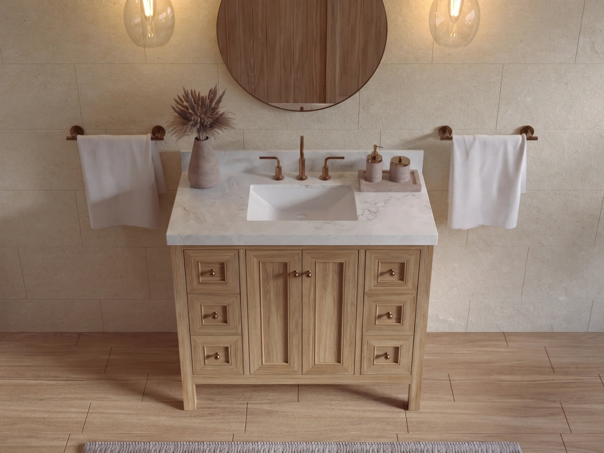 Nashville Teak Wood 42 in. W x 22 in. D Single Sink Bathroom Vanity