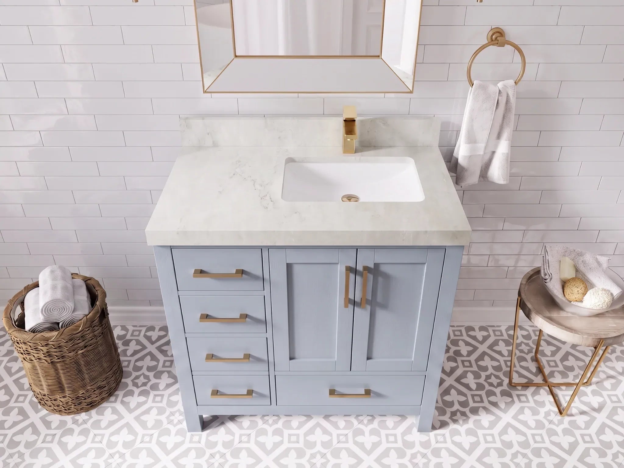 Malibu 36 in. W x 22 in. D Right Offset Sink Bathroom Vanity