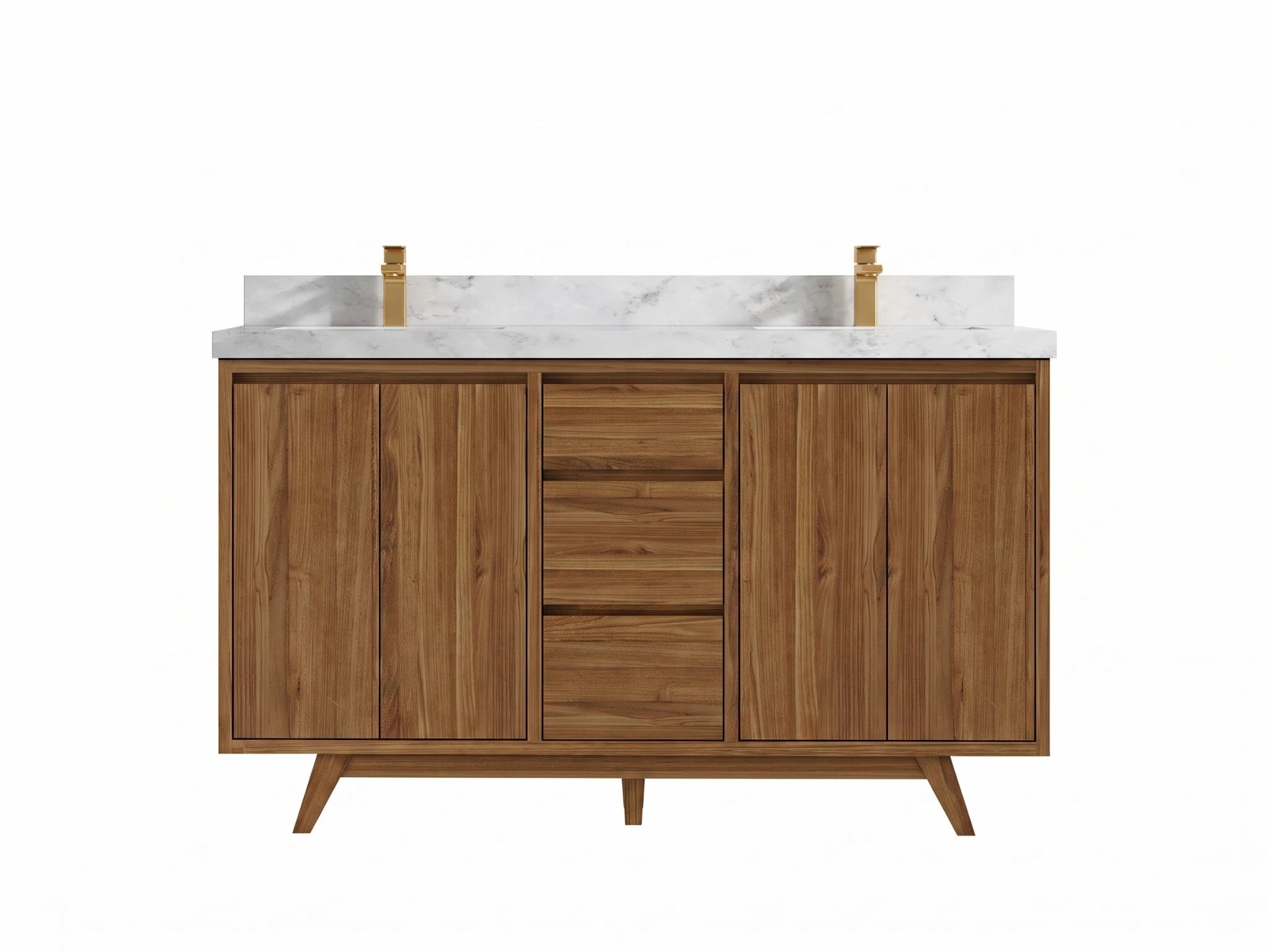 Madison Teak Wood 60 in. W x 22 in. D Double Sink Bathroom Vanity