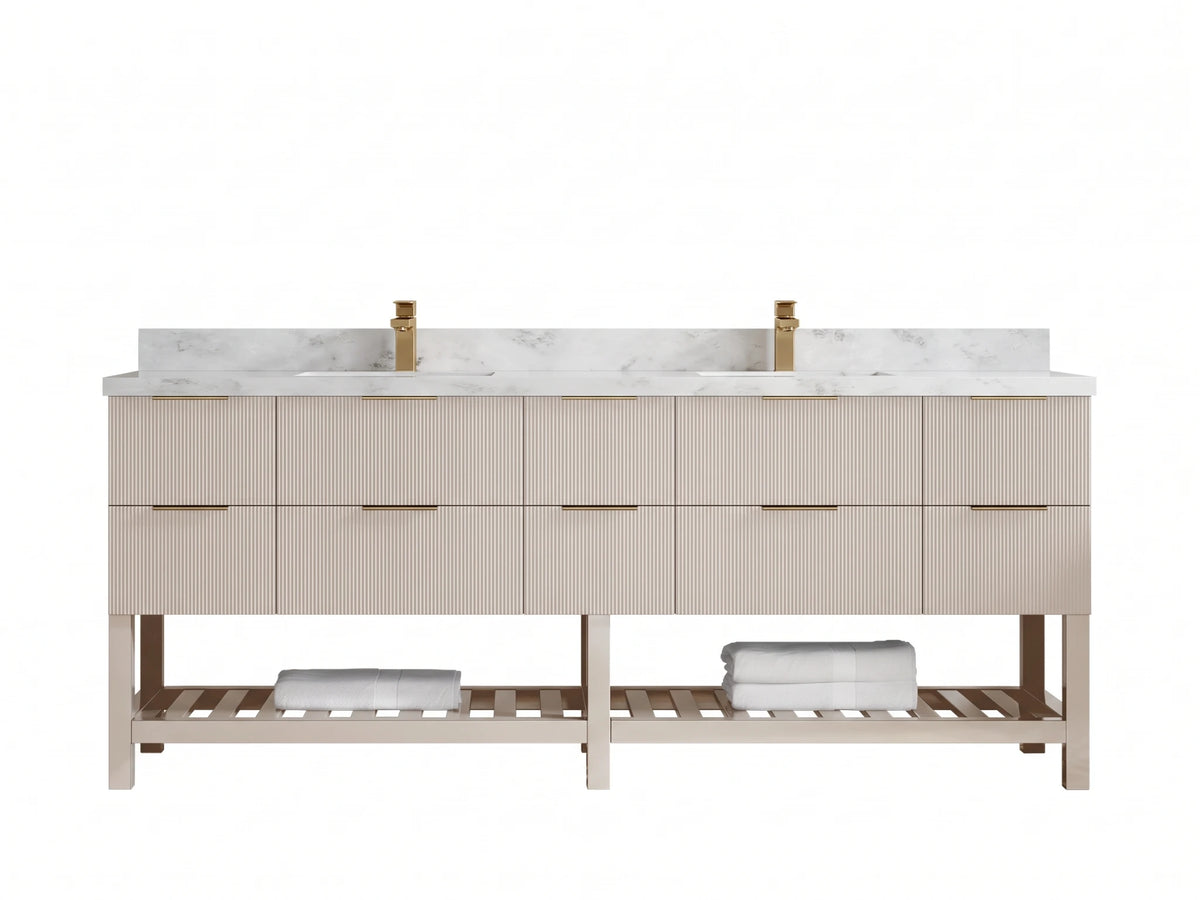 Catalina 84 in W x 22 in D Free Standing Reeded Double Sink Bathroom Vanity
