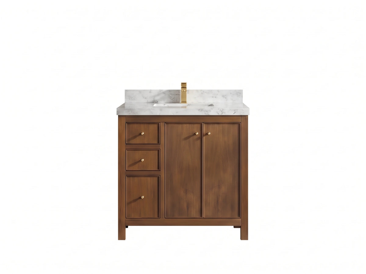 Chicago Teak 36 in. W x 22 in. D Center Sink Bathroom Vanity