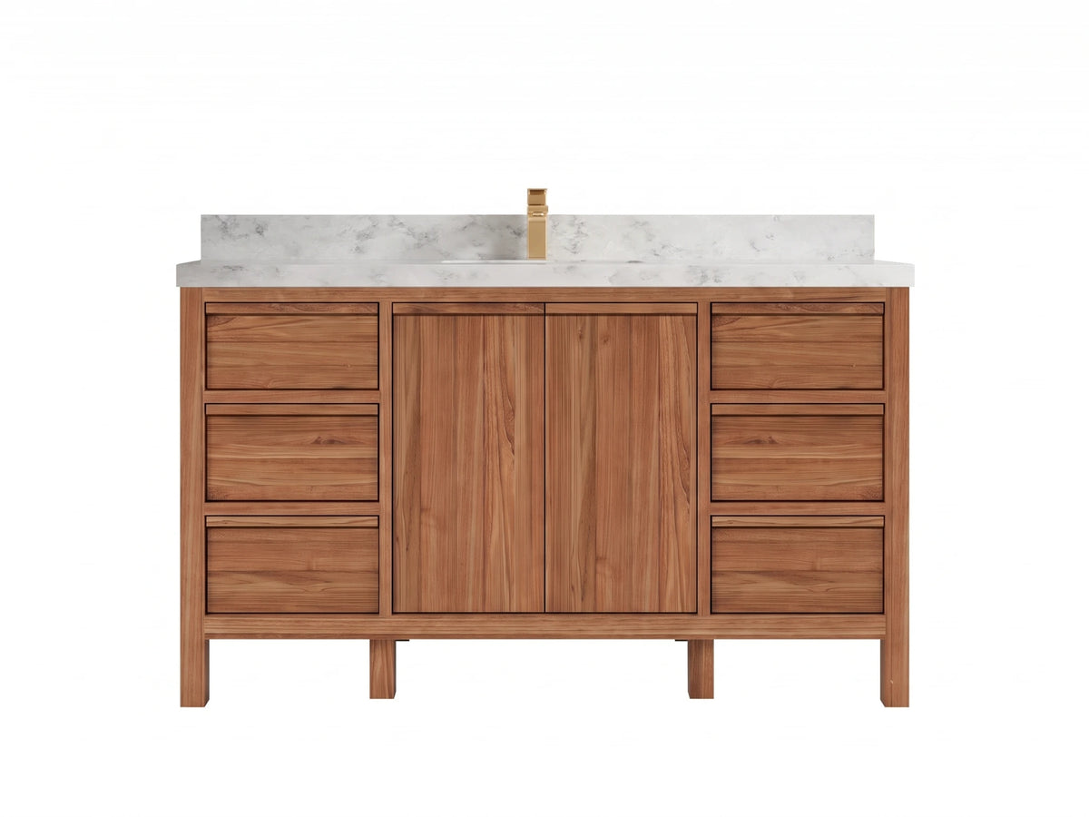 Elizabeth Teak Wood 60 in. W x 22 in. D Single Sink Bathroom Vanity