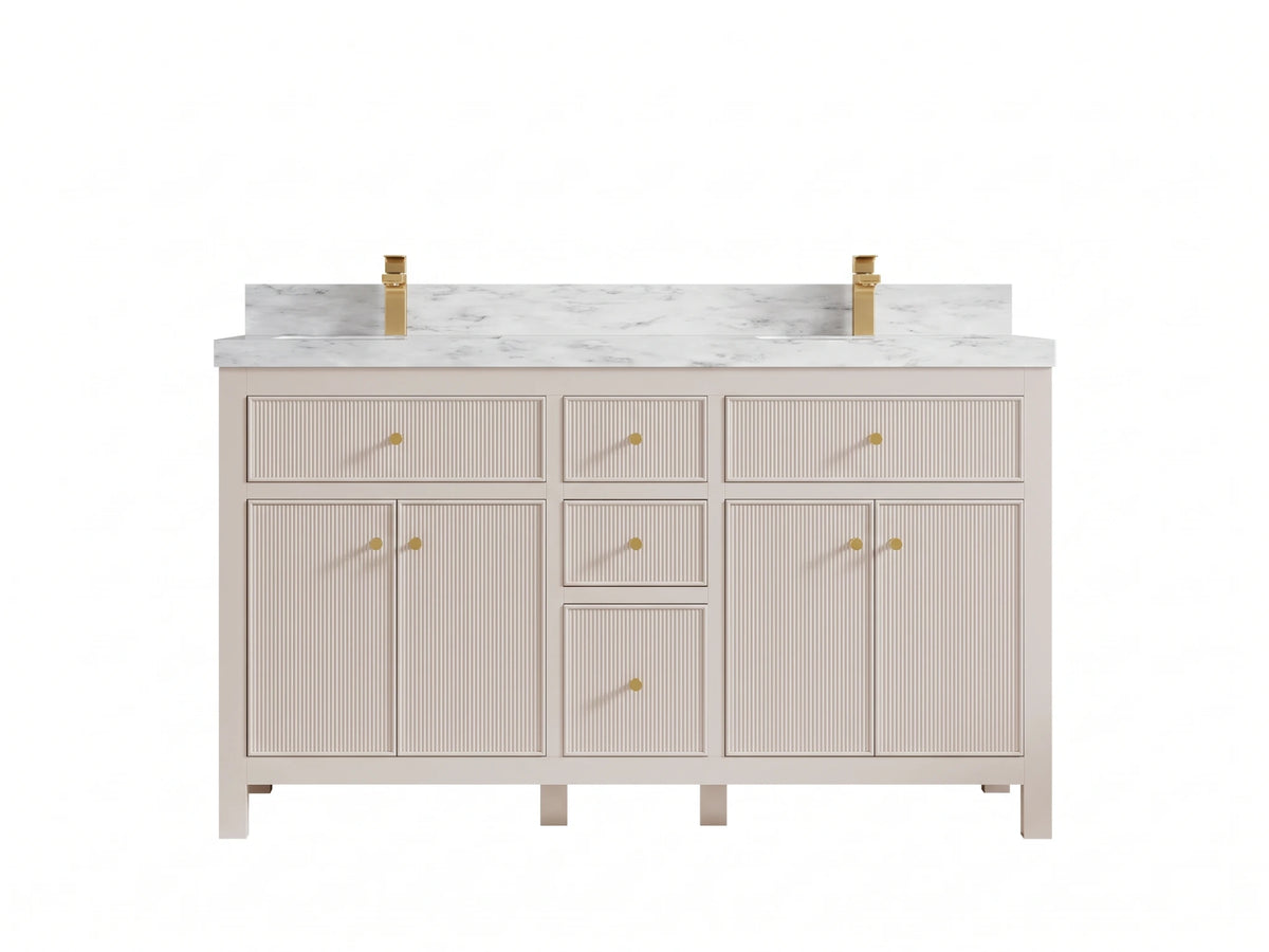 Sonoma 60 in W x 22 in D Free Standing Reeded Double Sink Bathroom Vanity