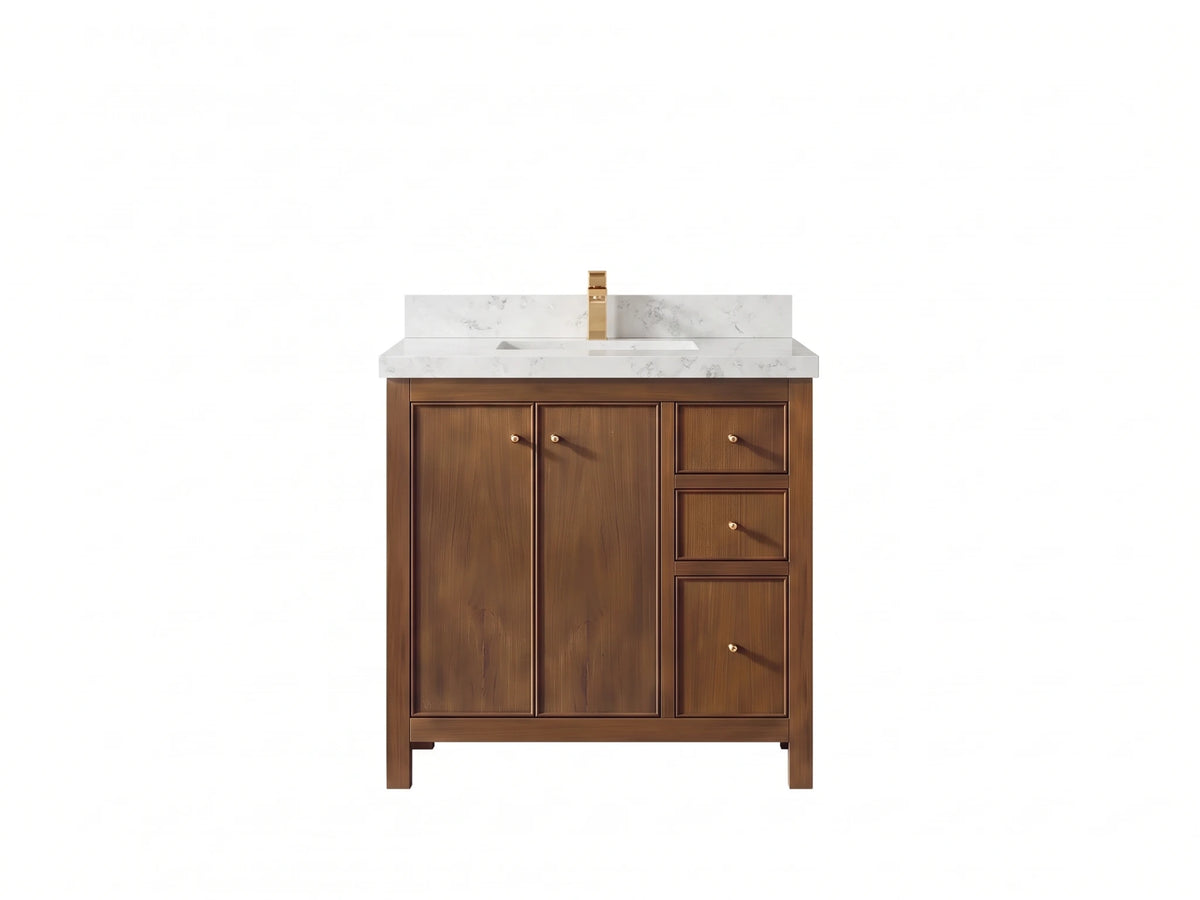 Chicago Teak 36 in. W x 22 in. D Center Sink Bathroom Vanity
