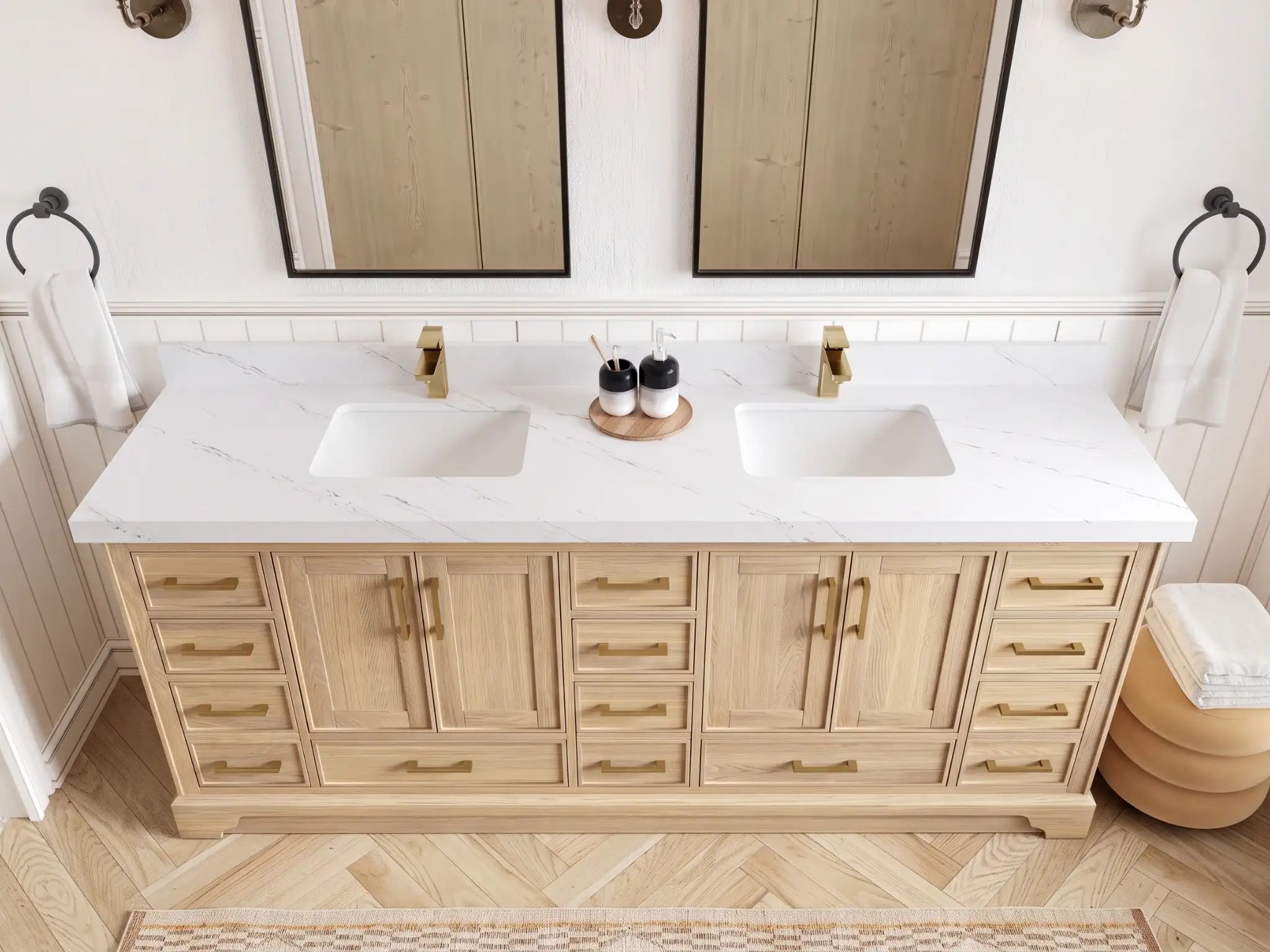 Charlotte White Oak 84 in. W x 22 in. D Double Sink Bathroom Vanity