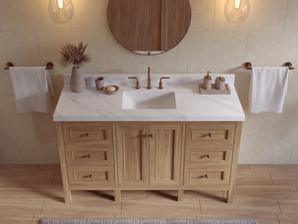 Nashville Teak Wood 60 in. W x 22 in. D Single Sink Bathroom Vanity
