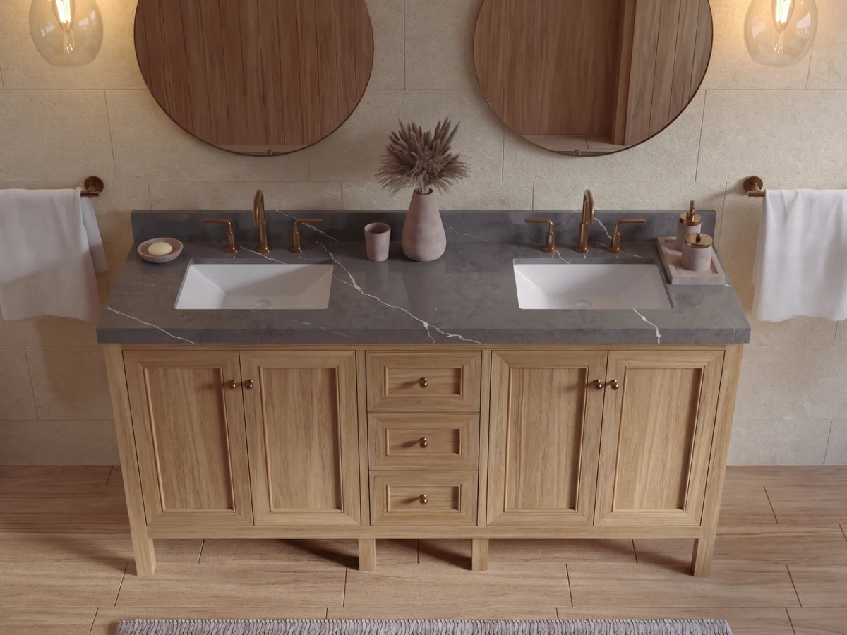 Nashville Teak Wood 72 in. W x 22 in. D Double Sink Bathroom Vanity