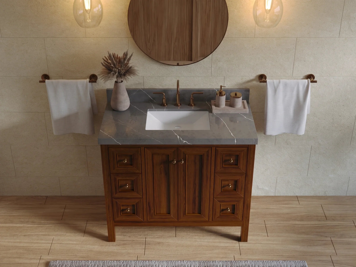 Nashville Teak Wood 42 in. W x 22 in. D Single Sink Bathroom Vanity