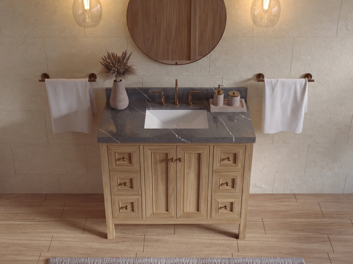 Nashville Teak Wood 42 in. W x 22 in. D Single Sink Bathroom Vanity