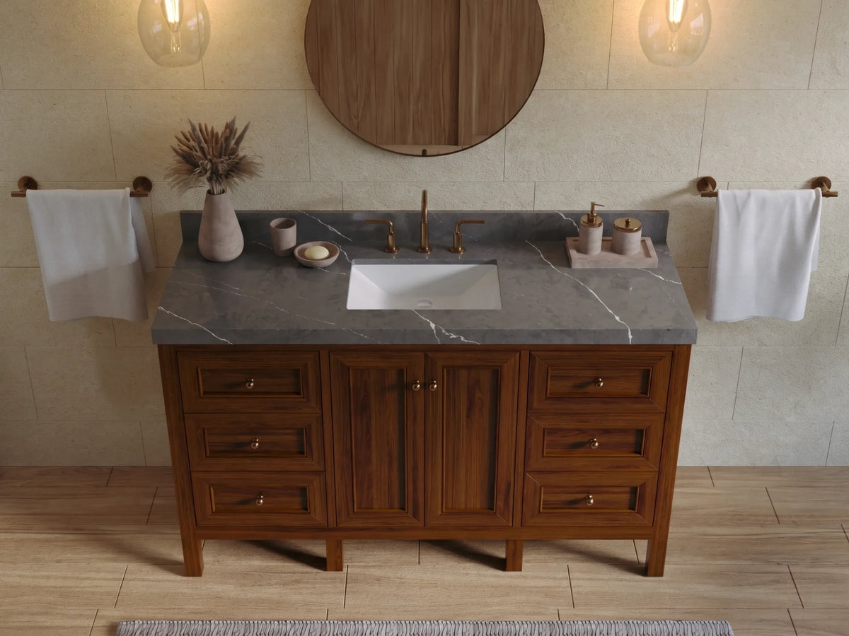 Nashville Teak Wood 60 in. W x 22 in. D Single Sink Bathroom Vanity