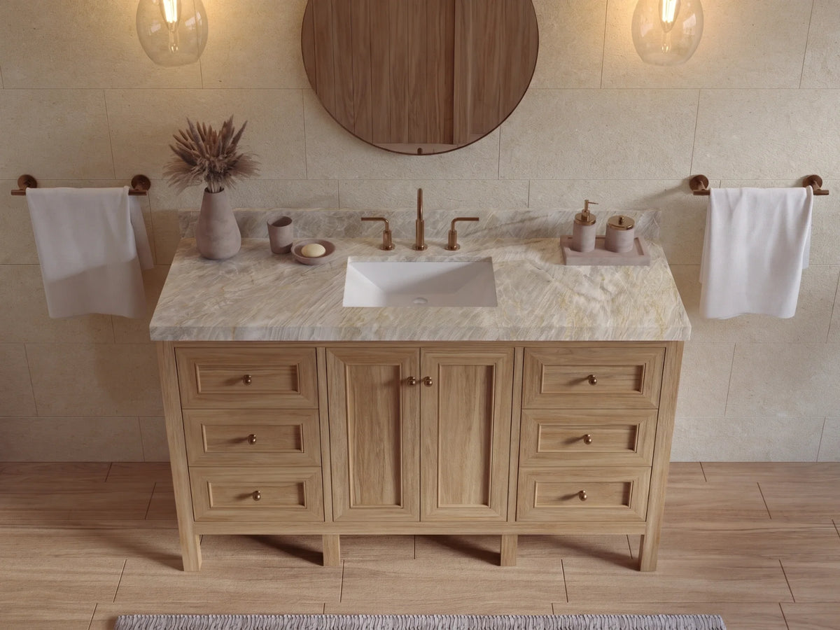 Nashville Teak Wood 60 in. W x 22 in. D Single Sink Bathroom Vanity