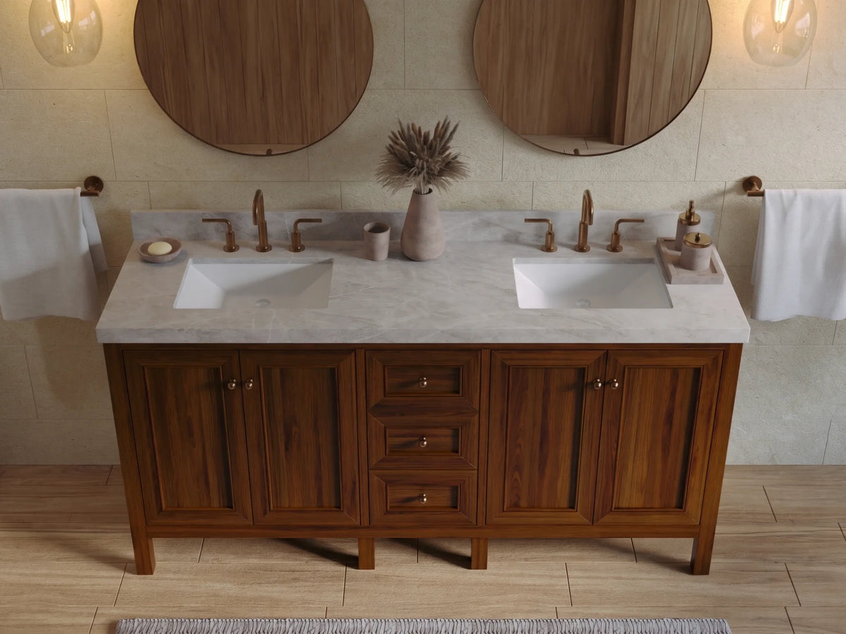 Nashville Teak Wood 72 in. W x 22 in. D Double Sink Bathroom Vanity