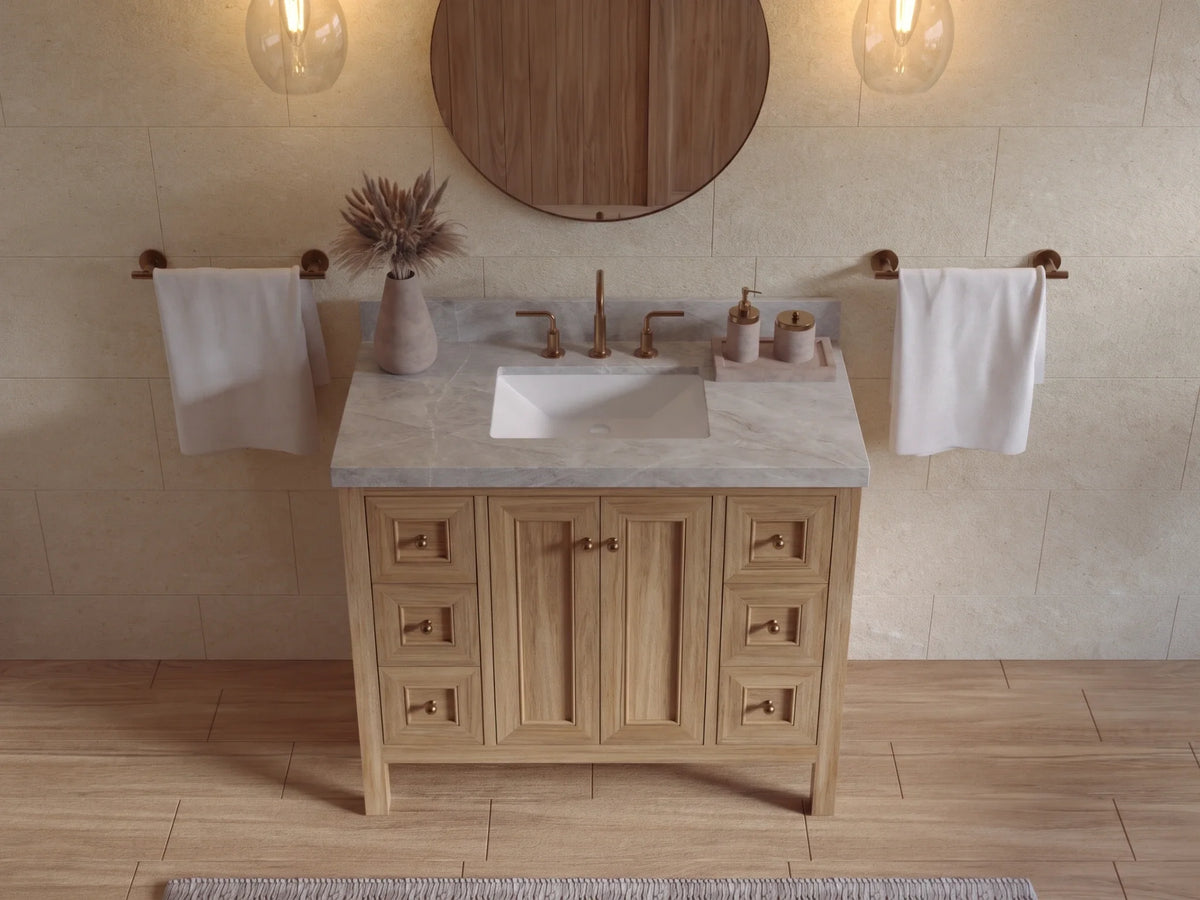 Nashville Teak Wood 42 in. W x 22 in. D Single Sink Bathroom Vanity
