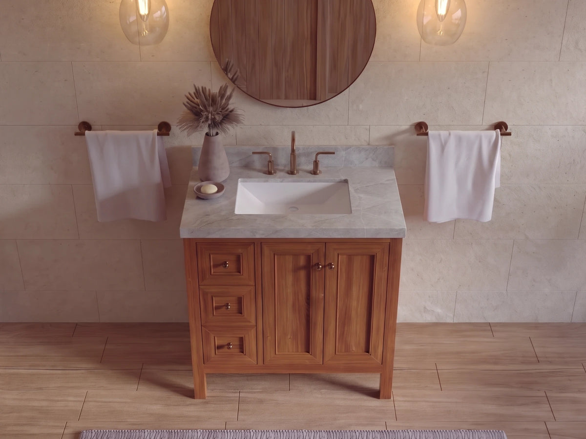 Nashville 36 in. W x 22 in. D Center Sink Teak Wood Bathroom Vanity