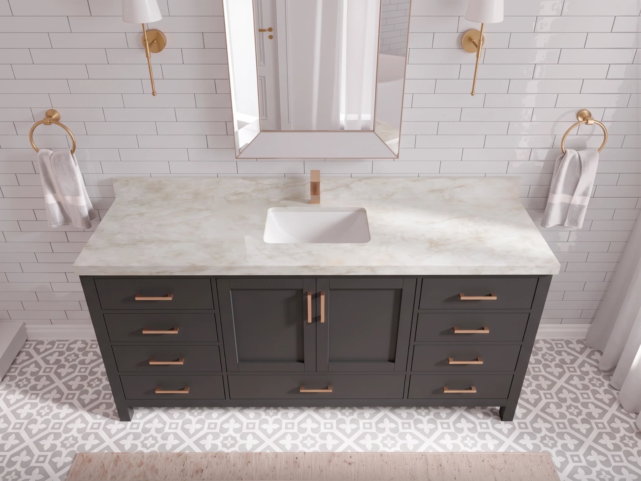 Malibu 72 in. W x 22 in. D Single Sink Bathroom Vanity