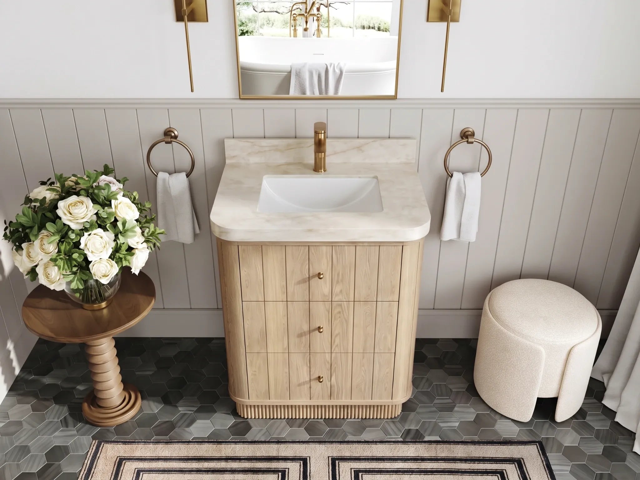 Houston Freestanding White Oak 30 in. W x 22 in. D Single Sink Bathroom Vanity
