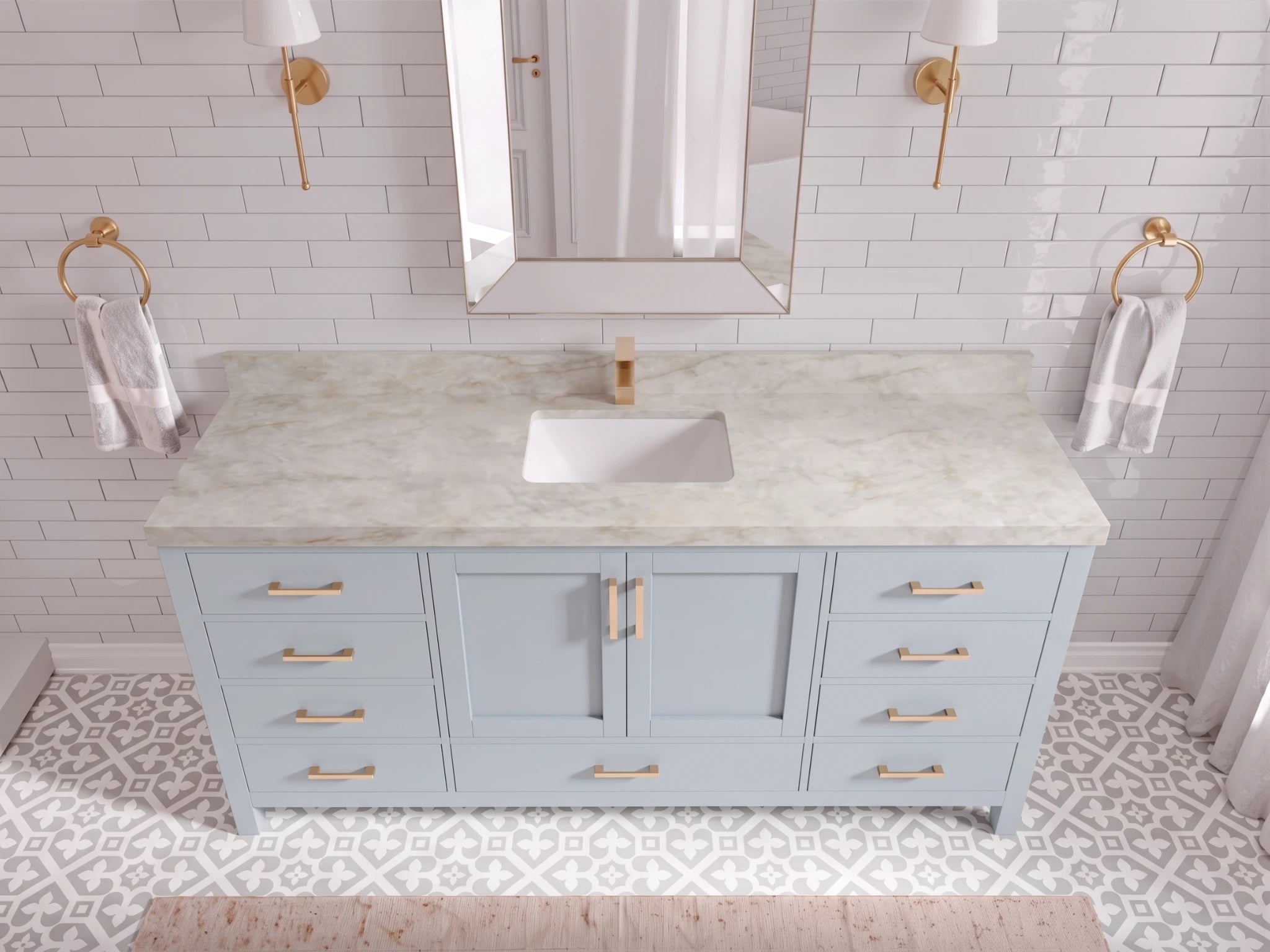 Malibu 72 in. W x 22 in. D Single Sink Bathroom Vanity