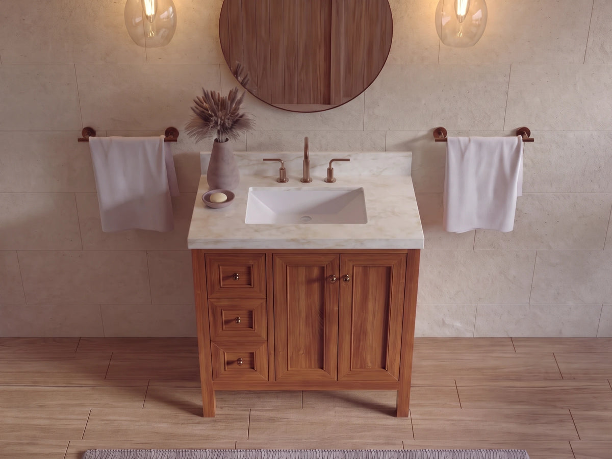 Nashville 36 in. W x 22 in. D Center Sink Teak Wood Bathroom Vanity
