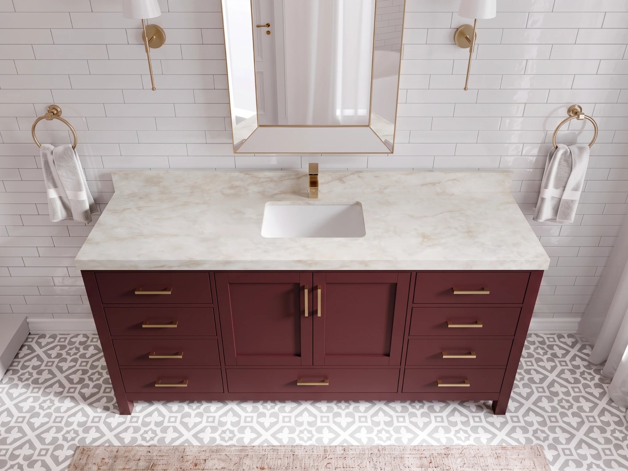 Malibu 72 in. W x 22 in. D Single Sink Bathroom Vanity