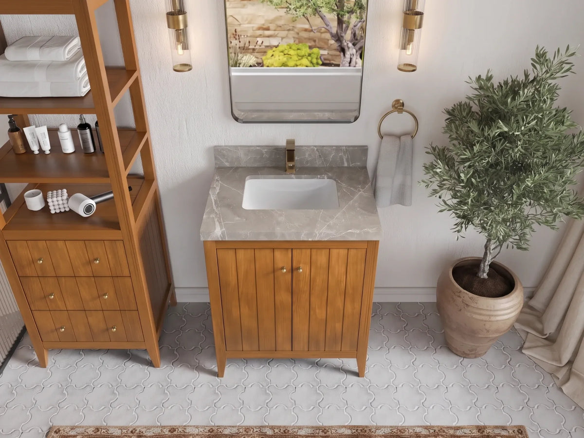 Atlanta Teak Wood 30 in. W x 22 in. D Single Sink Bathroom Vanity