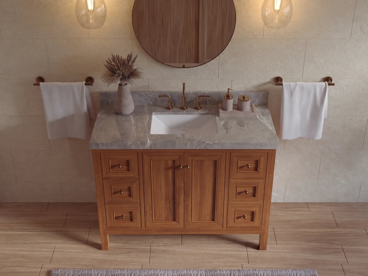 Nashville Teak Wood 48 in. W x 22 in. D Single Sink Bathroom Vanity