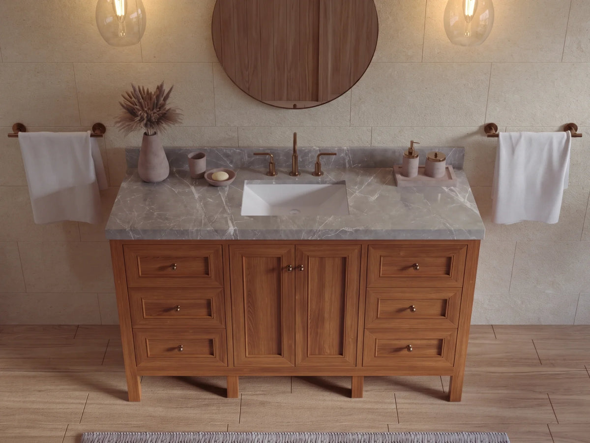 Nashville Teak Wood 60 in. W x 22 in. D Single Sink Bathroom Vanity