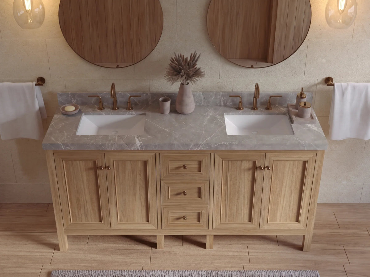 Nashville Teak Wood 72 in. W x 22 in. D Double Sink Bathroom Vanity