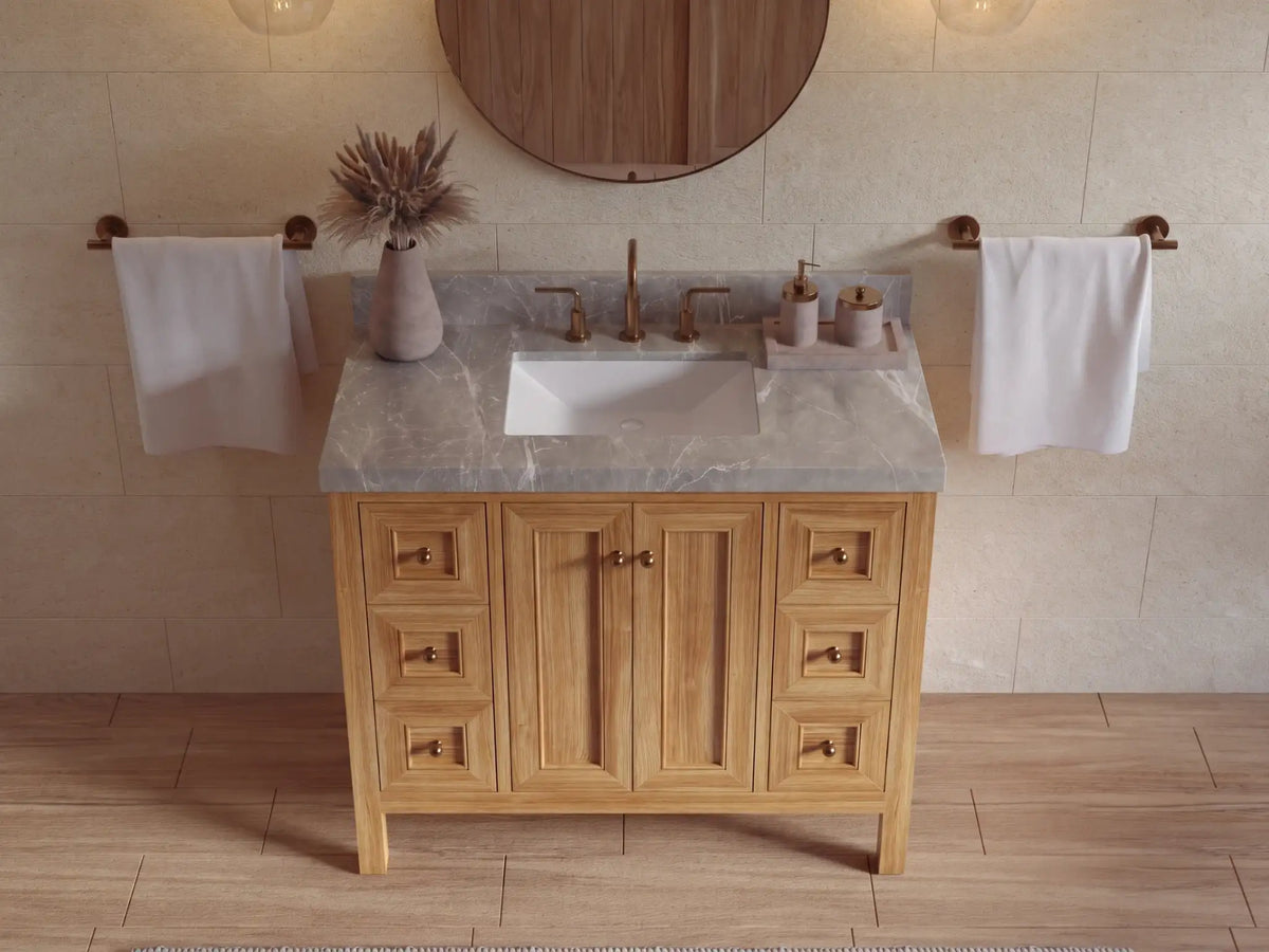 Nashville Teak Wood 42 in. W x 22 in. D Single Sink Bathroom Vanity