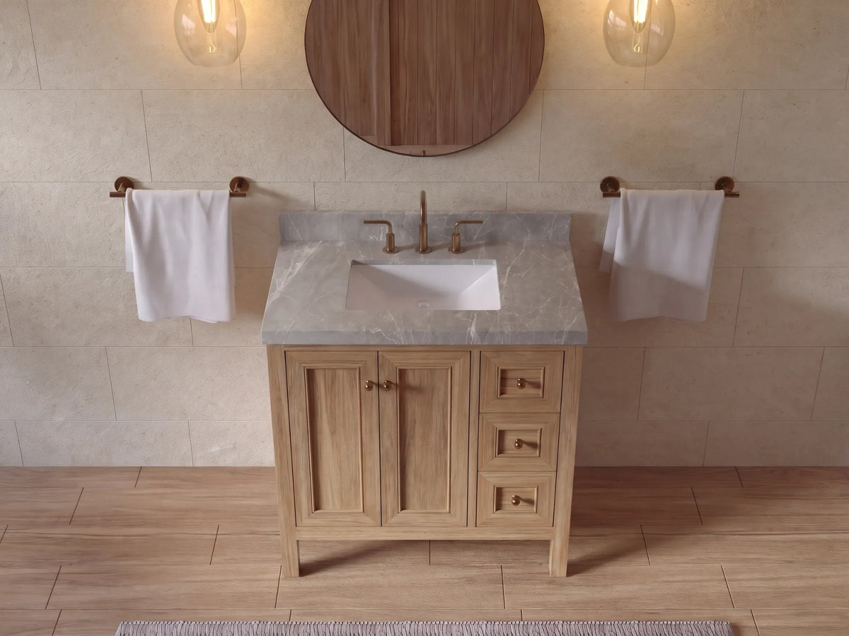 Nashville Teak Wood 36 in. W x 22 in. D Center Sink Bathroom Vanity