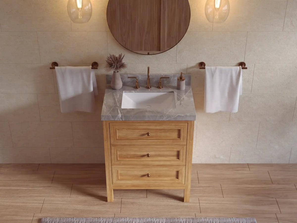 Nashville Teak Wood 30 in. W x 22 in. D Single Sink Bathroom Vanity
