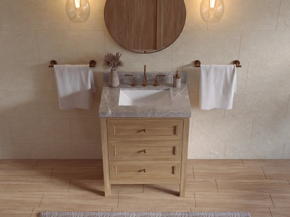 Nashville Teak Wood 30 in. W x 22 in. D Single Sink Bathroom Vanity