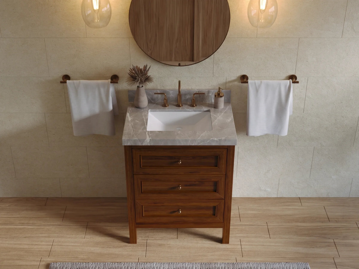 Nashville Teak Wood 30 in. W x 22 in. D Single Sink Bathroom Vanity