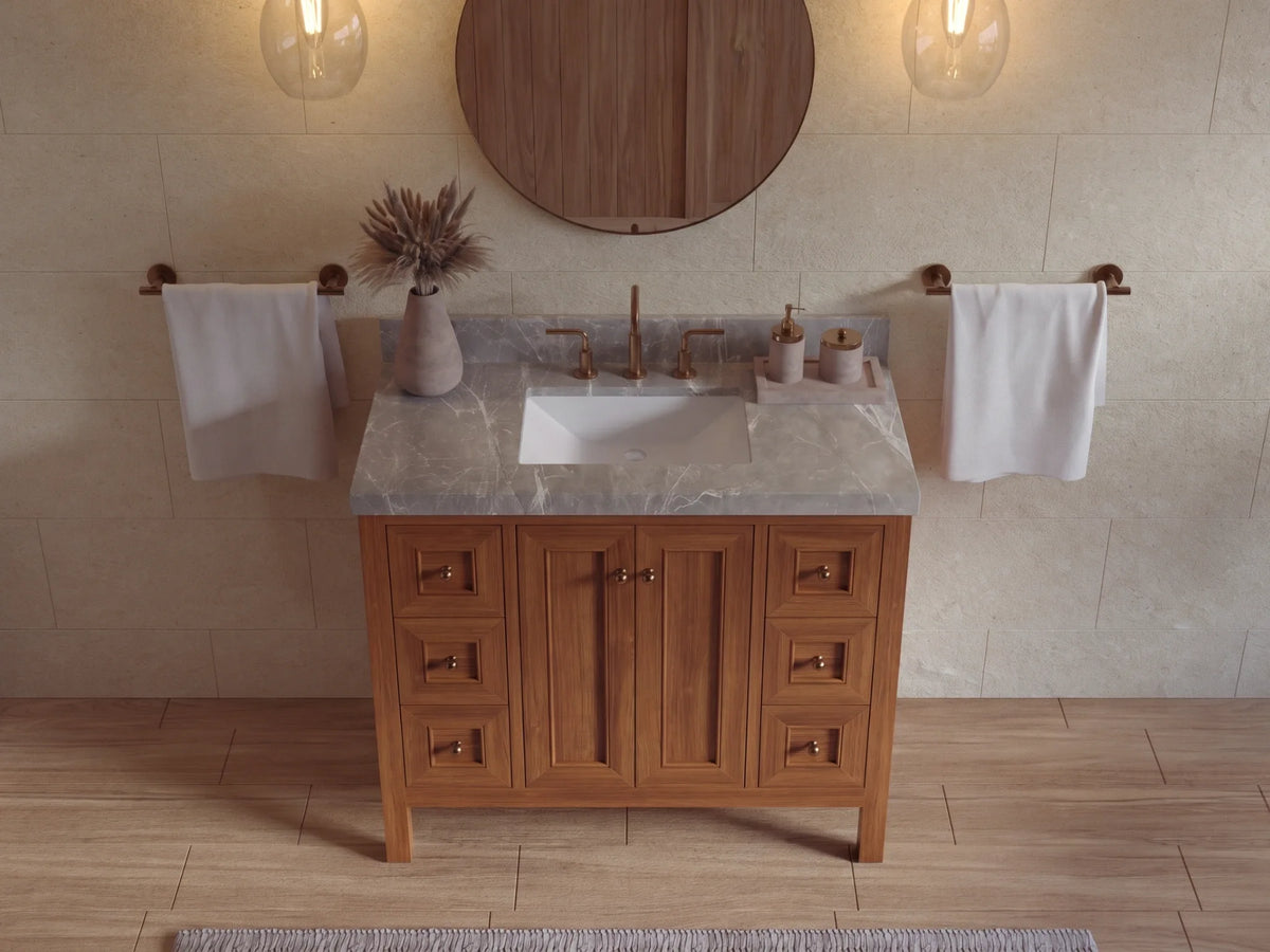 Nashville Teak Wood 42 in. W x 22 in. D Single Sink Bathroom Vanity
