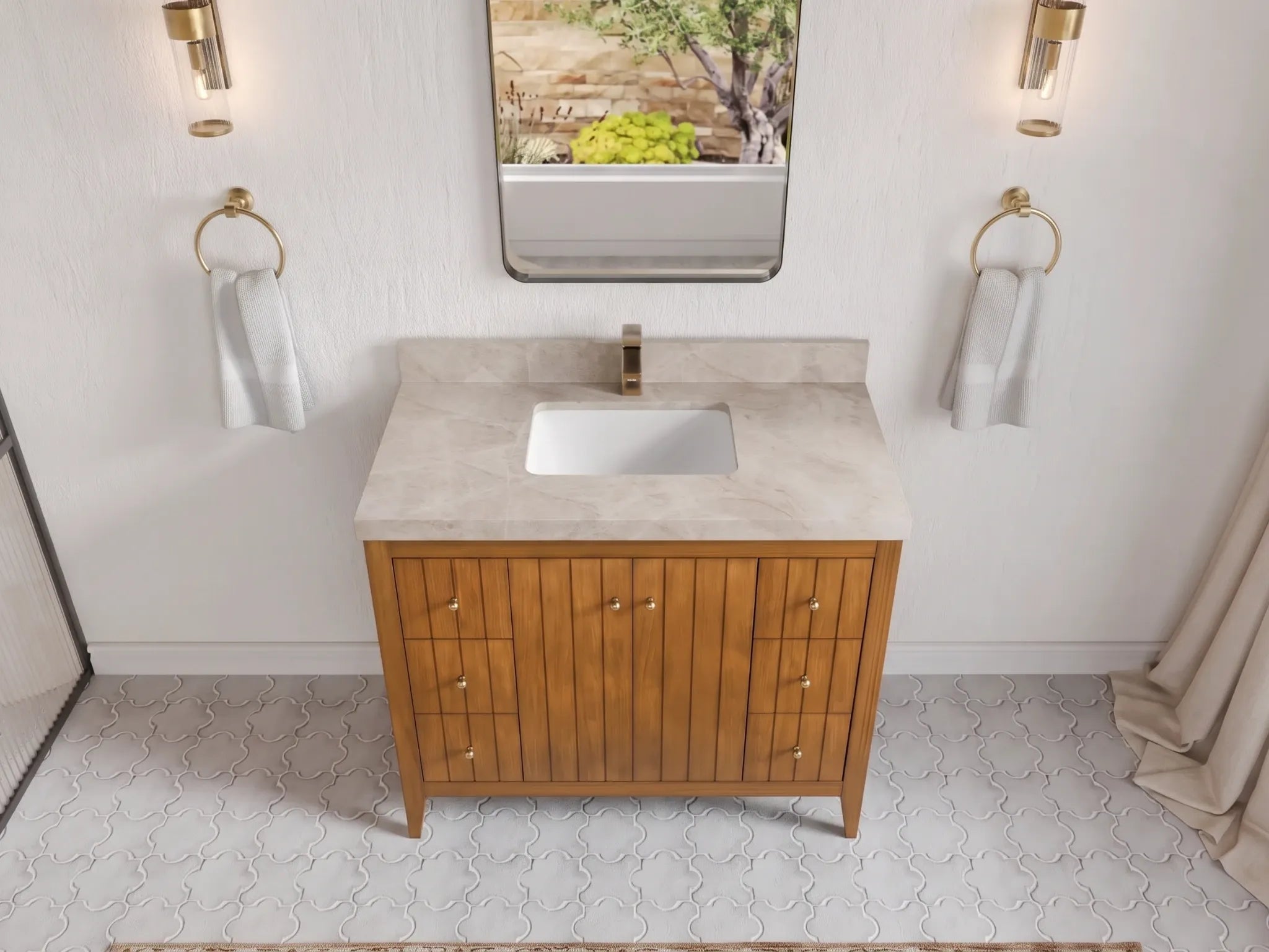Atlanta Teak Wood 42 in. W x 22 in. D Single Sink Bathroom Vanity