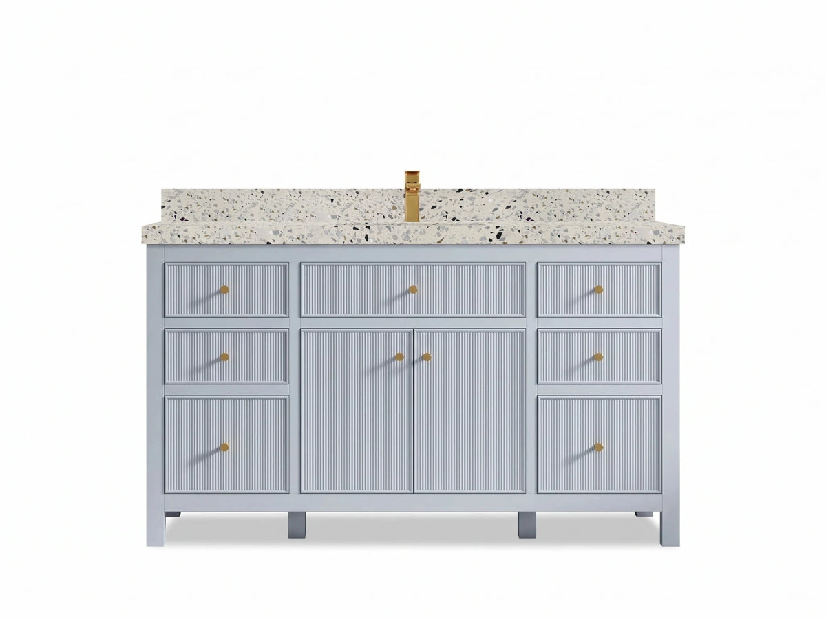 Sonoma 60 in W x 22 in D Free Standing Reeded Single Sink Bathroom Vanity