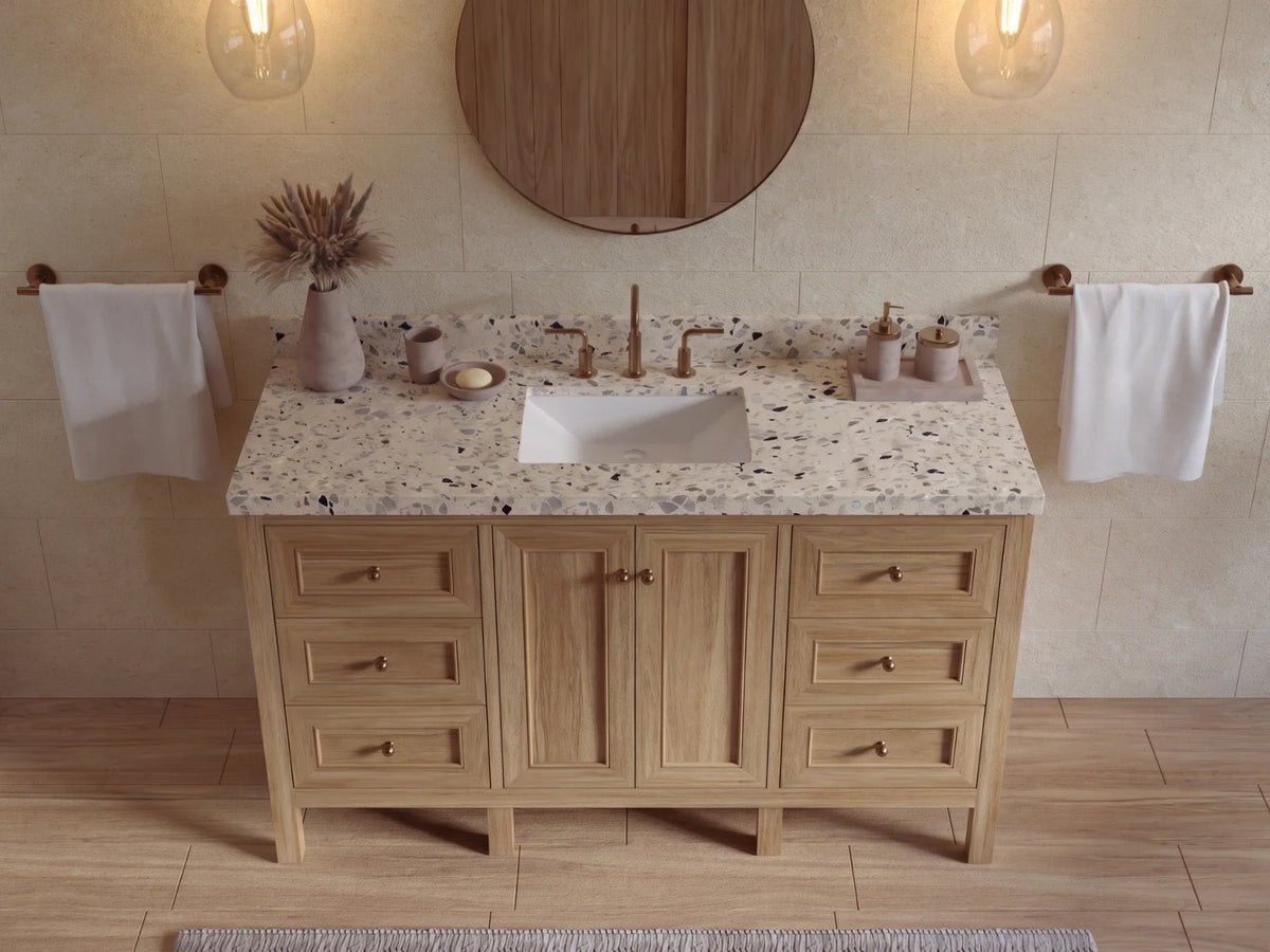 Nashville Teak Wood 60 in. W x 22 in. D Single Sink Bathroom Vanity